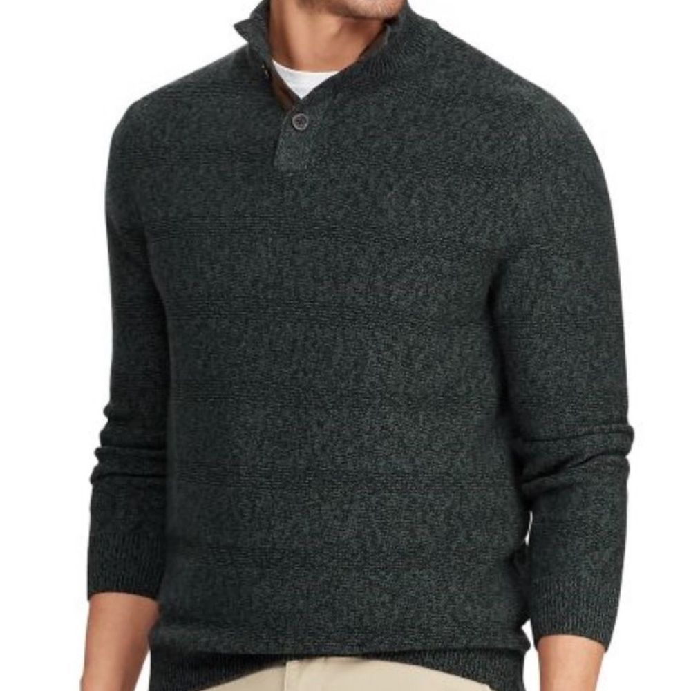 Chaps Navy blue sweater, Chaps pullover mock neck sweater button 1/4, Large, NWT